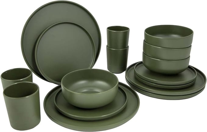 Bo-Camp - Industrial - Servies - Patom - 16 Stuks - Groen