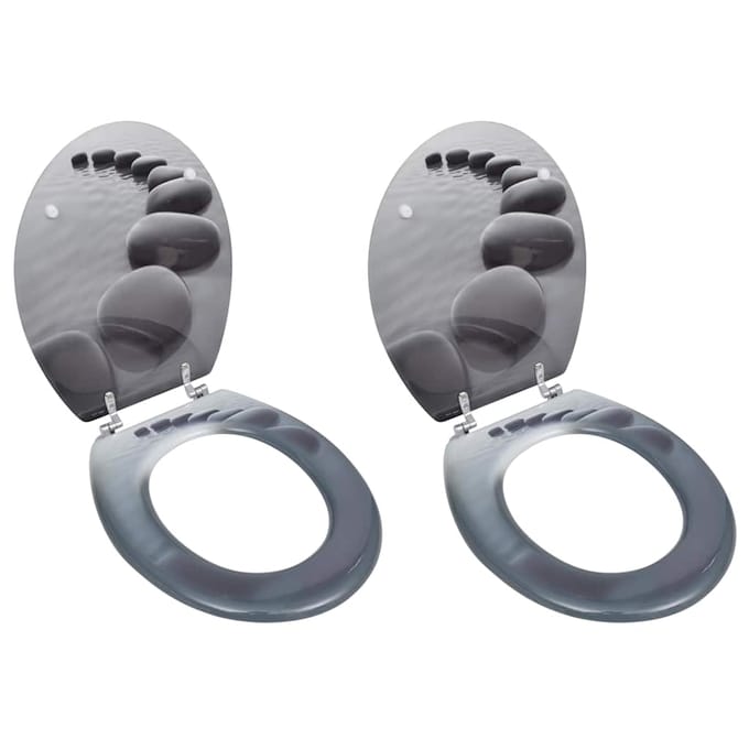 vidaXL - Toiletbrillen - met - deksels - 2 - st - stenen - MDF