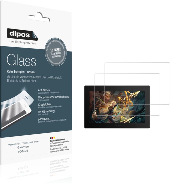 dipos – 2x Pantserfolie geschikt voor Gaomon PD1621 | 9H Screenprotector