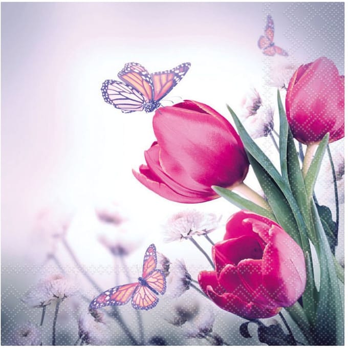 Ambiente - Lunch servetten - Butterfly & Tulips