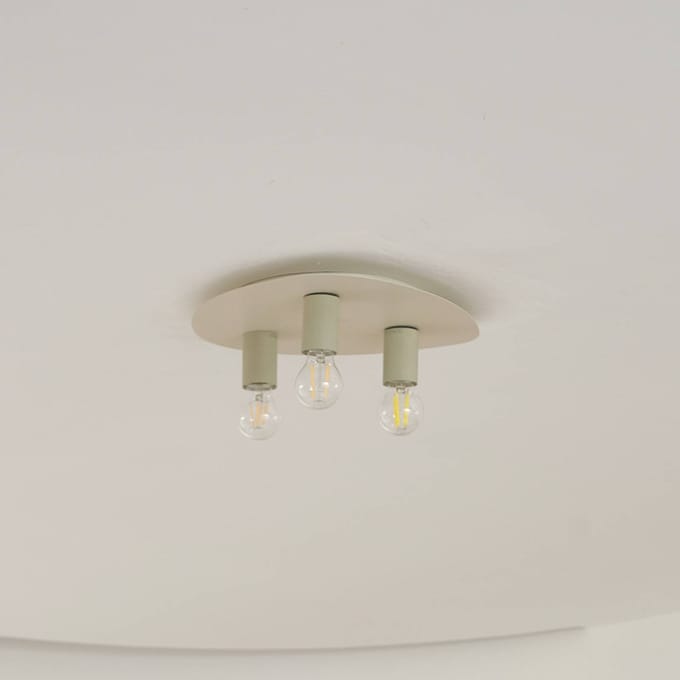 Lindby - plafondlamp - 3lichts - IJzer - H: 9.6 cm - E27 - beige, ijsgroen