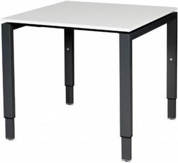 Verstelbaar Bureau - Domino 80x80 wit - zwart frame