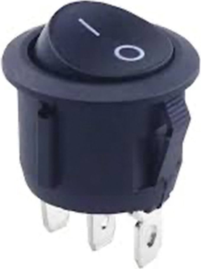 Kcd1 3Pin rond 23mm Schakelaar - On/Off - Zwart 230V, 6A