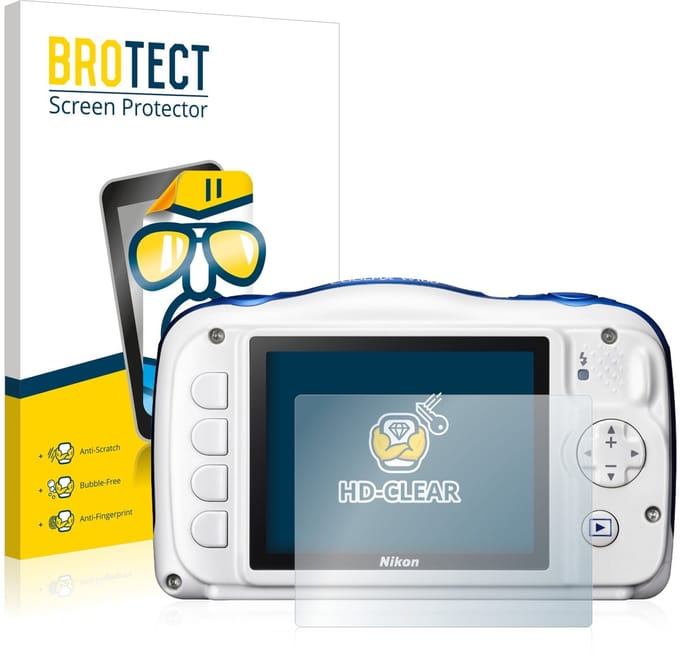 BROTECT - Screenprotector voor Nikon Coolpix W100 - Folie Beschermfolie transparant 2 Stuks