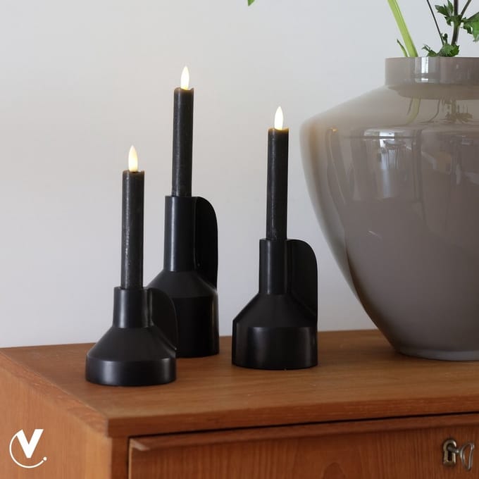 Kandelaar Alota | zwart | Ø9 x H17/13/9 cm | Set van 3