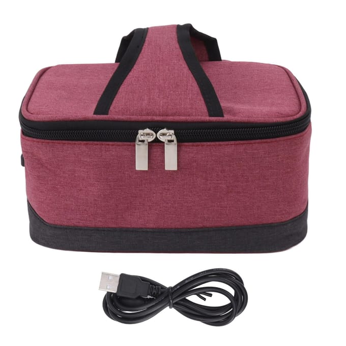 Draagbare Elektrische Lunchbox Voedselverwarmer USB Constante Verwarming Isolatietas Verwarmde Lunchbox Tas bordeaux