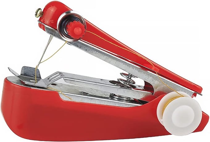 Mini Naaimachine - Handmachine Compact - Snel Kleding Repareren - Draagbaar Handformaat - 11 x 3.8 x 7.2cm - Rood