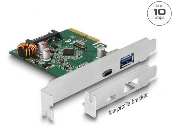 Delock PCI Express x4 Card to 1 x external USB Type-C™ female + 1 x external USB Type-A female SuperSpeed USB 10 Gbps