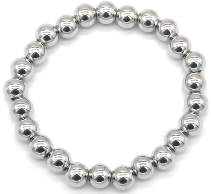 Bijoutheek Armband (Sieraad) Balls 8mm Elastiek One Size Zilver