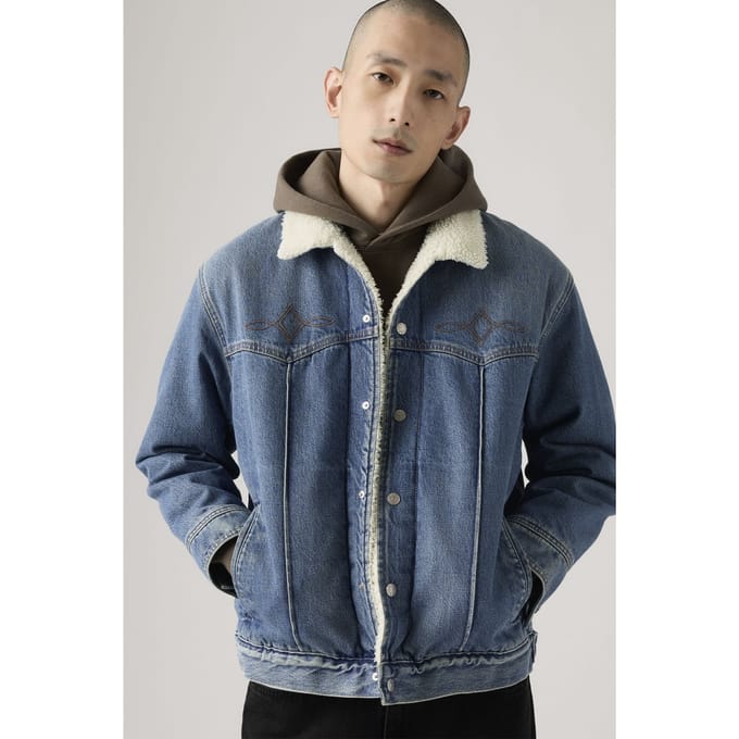 Levi's Western Sherpa Trucker Jacket Blue Größe: M | Jeansjacken Outlet | Herren | Blau