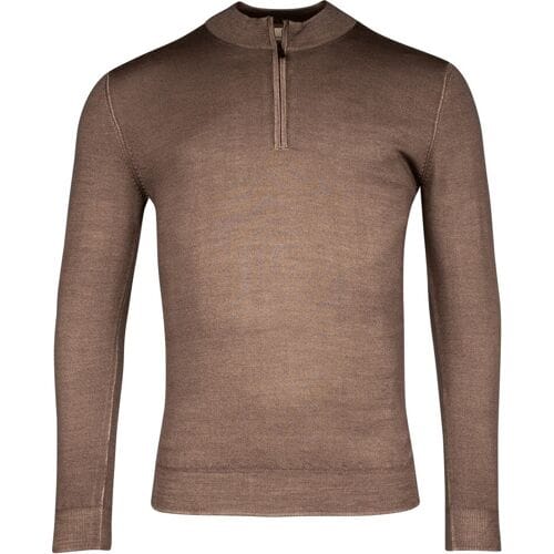 Thomas Maine Trui Half Zip Single Knit Dye Wash Taupe / male