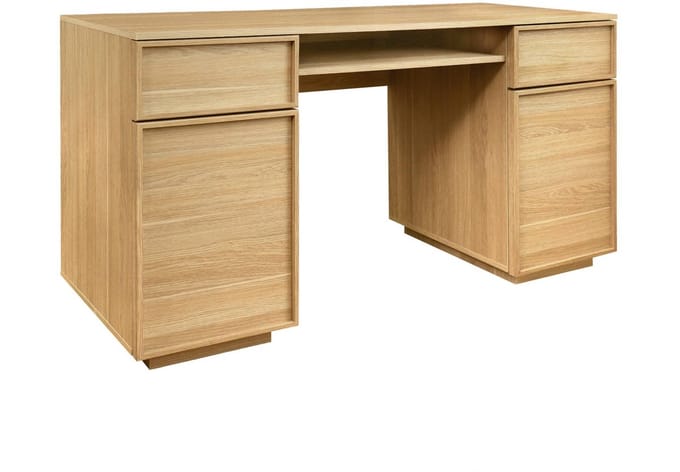 sweeek - Bureau houtdecor bureau 2 deuren 2 laden 1 nis l 140 x b 55 x h 77cm - kuba