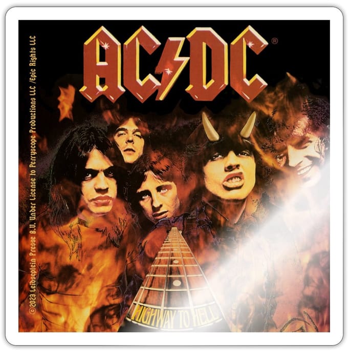 AC/DC Highway To Hell Met Logo En Band Sticker maat S (10 x 10 cm)