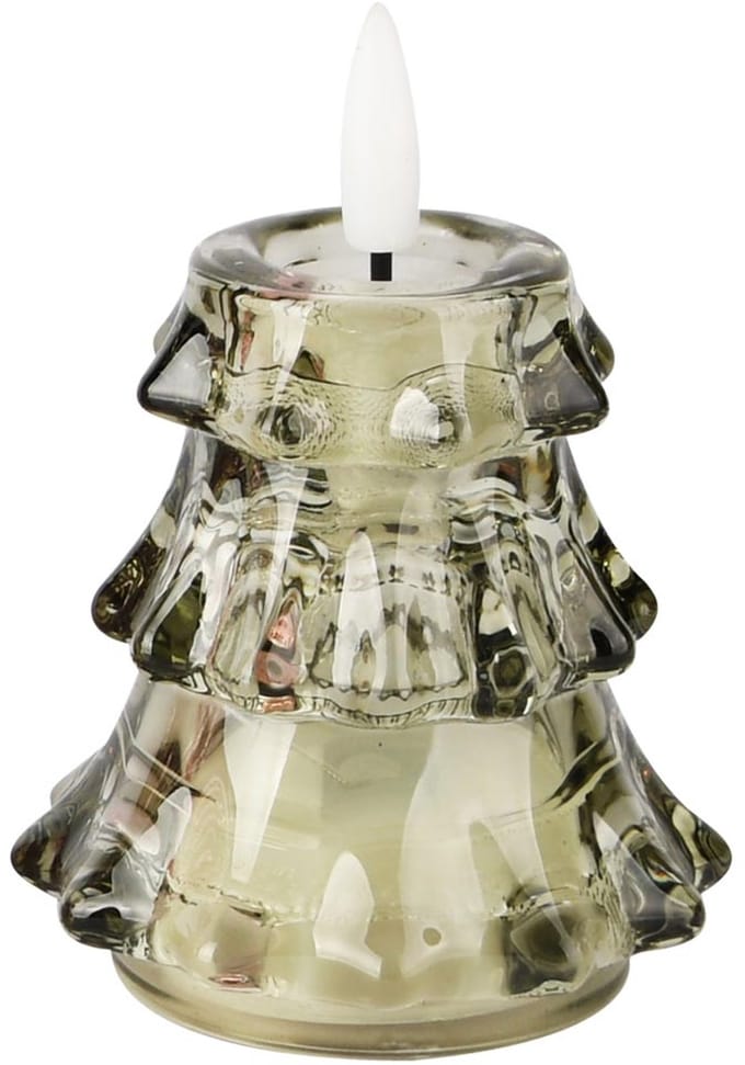 Dekoratief | LED kaarsje 'Tree', groen, glas, 7x7x10cm | A255813