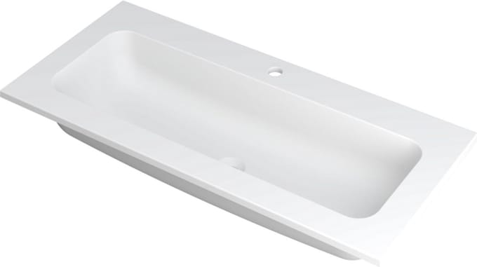 INK® Faktor wastafel polystone centraal met 1 kraangat, 100x45x1,5cm, mat wit
