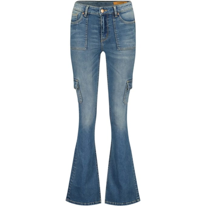 RAIZZED Sunrise Cargo Jeans Mid Blue Stone Maat: W25L32 | Flared Jeans Outlet | Dames | Blauw