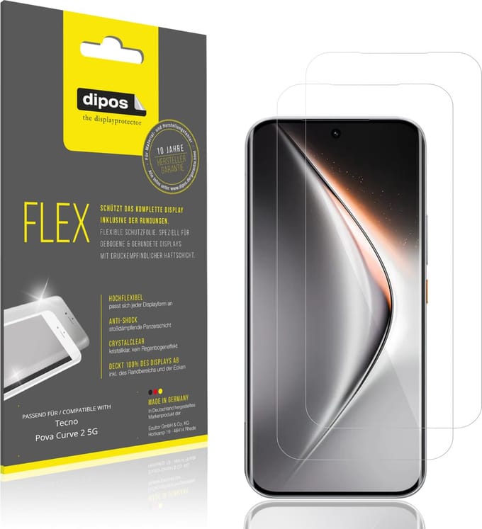 dipos – 2x Beschermfolie geschikt voor Tecno Pova Curve 2 5G | 3D Full Cover Screenprotector | 100% Passend
