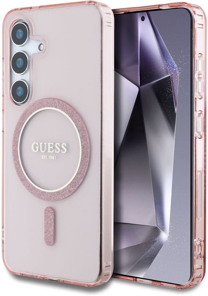 Guess geschikt voor MagSafe IML Glitter Gradient Case geschikt voor Samsung Galaxy S25 - Roze