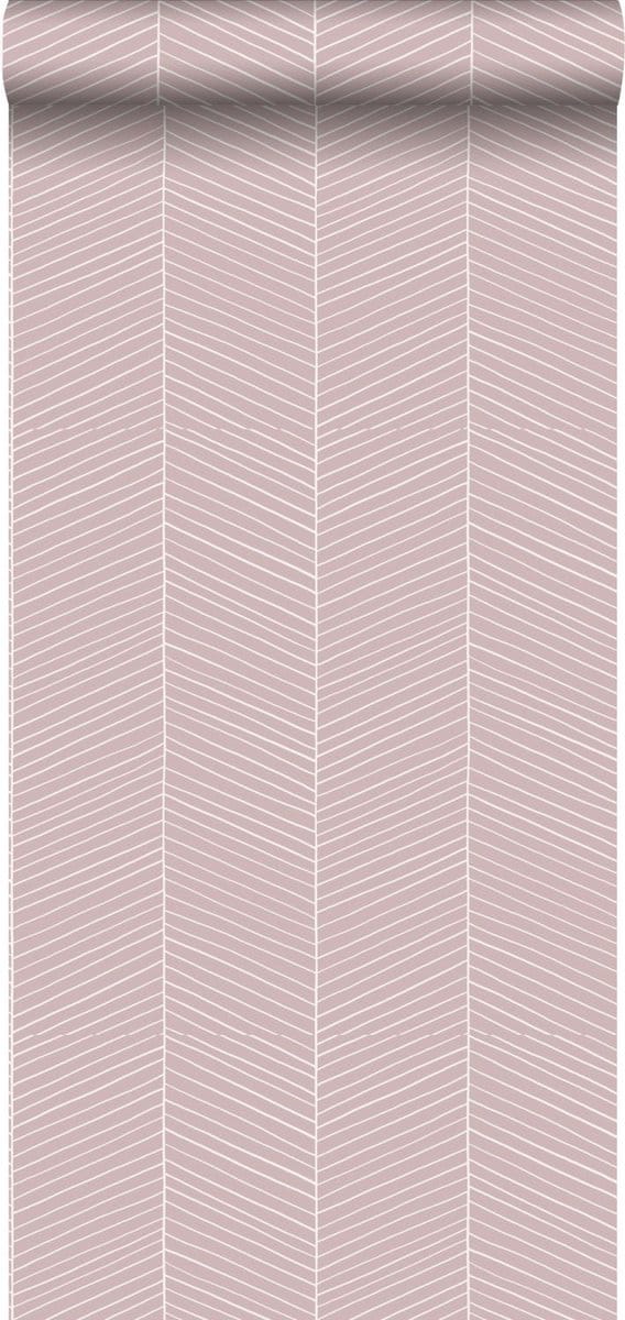 ESTAhome behang visgraat-motief oudroze - 53 cm x 10.05 m - 139107
