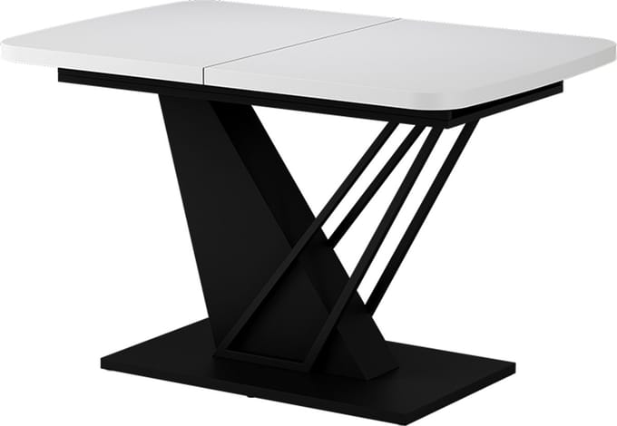 Vicco Eettafel Fenaro, Wit/Zwart, 120-160 x 80 cm 2 delen