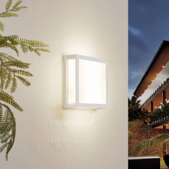 Lindby - Wandlamp buiten - 2lichts - Aluminium, kunststof - H: 26 cm - E27 - wit