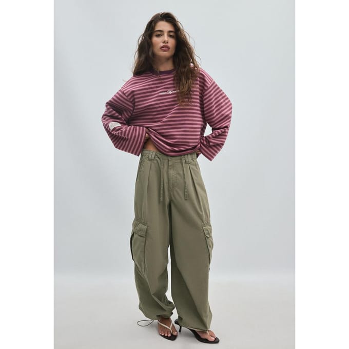 Stradivarius Gestreepte sweater  Purper XS