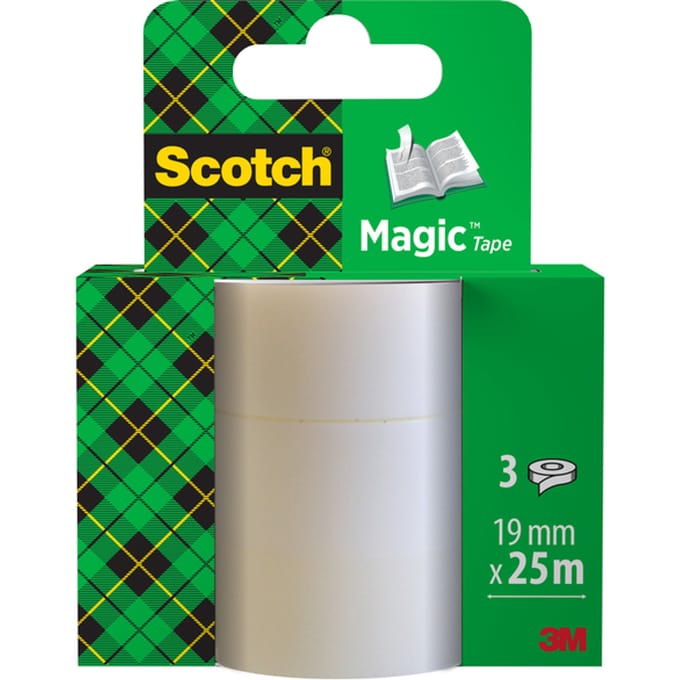 Plakband Scotch Magic 819 19mmx25m onzichtbaar 3 rollen