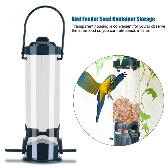 1 stuks Buiten Tuin Plastic Transparant Hangend Wilde Vogel Voederzaad Container Opslag white
