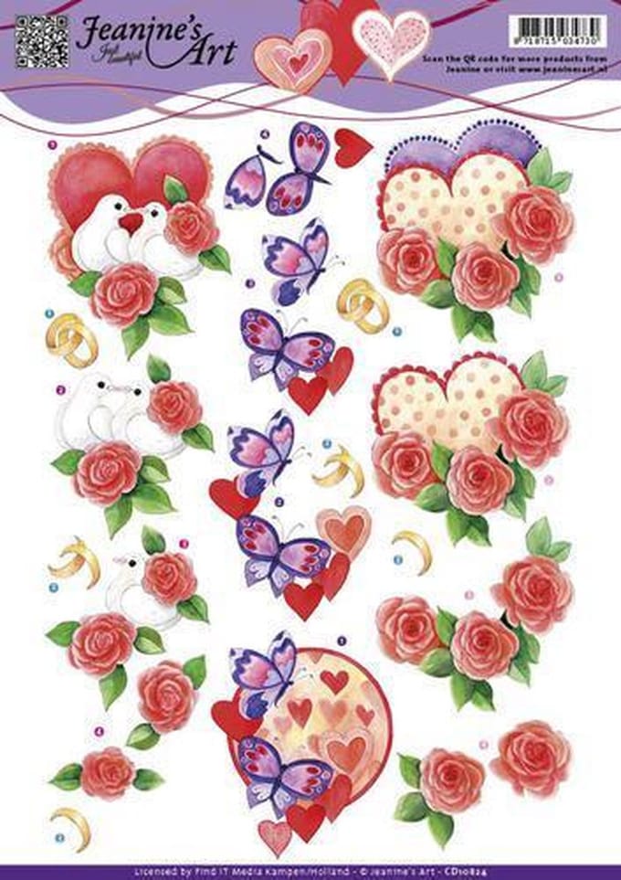 Liefde Valentijn 3D-Knipvel Jeanine's Art 1 stuks