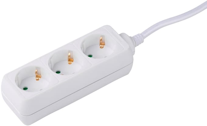 Grundig Socket 3 Way 3x1.5mm 1.5m Wht - Kunststof