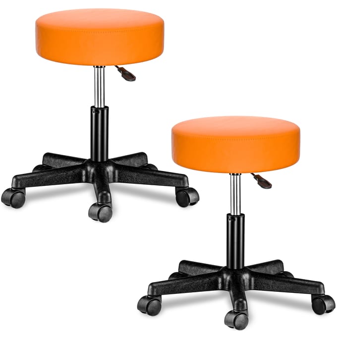 Casaria Verstelbare Draaikruk - 46/60cm Zithoogte – 2 Stuks Oranje