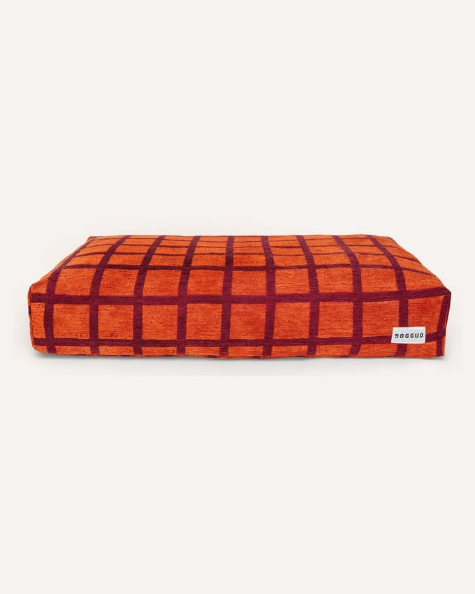 Dogguo Check Bed Oranje&Bordeaux - Hondenmatras - L
