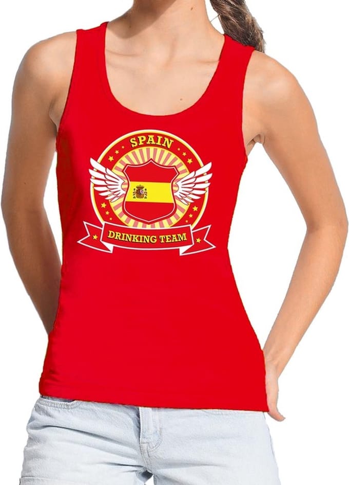 Rood Spain drinking team tanktop / mouwloos shirt rood dames - Spanje kleding XL