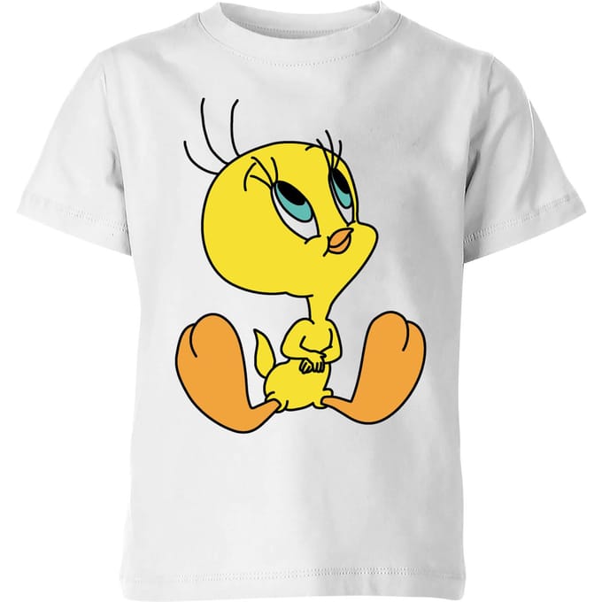 Looney Tunes Tweety Sitting Kinder T-shirt - Wit - 122/128 (7-8 jaar)