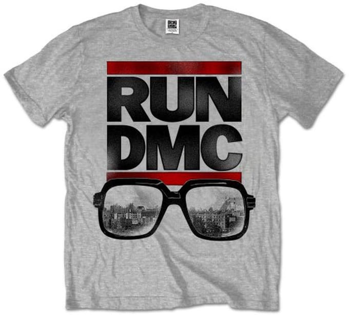 Run DMC - Glasses NYC Heren T-shirt - L - Grijs