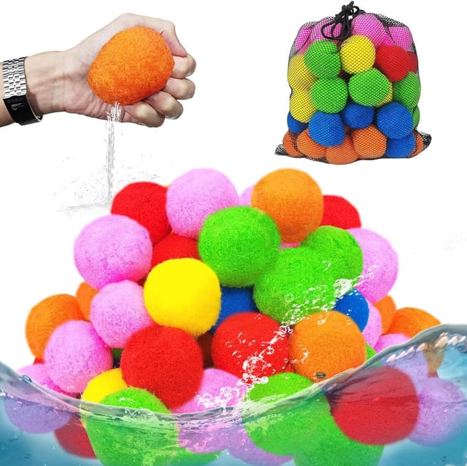 60 stuks herbruikbare waterballen - spons - zwembad en tuin