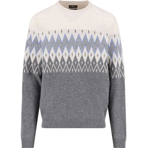 Fynch-Hatton Trui Jacquard Merino Kasjmier Steel-Multi / male