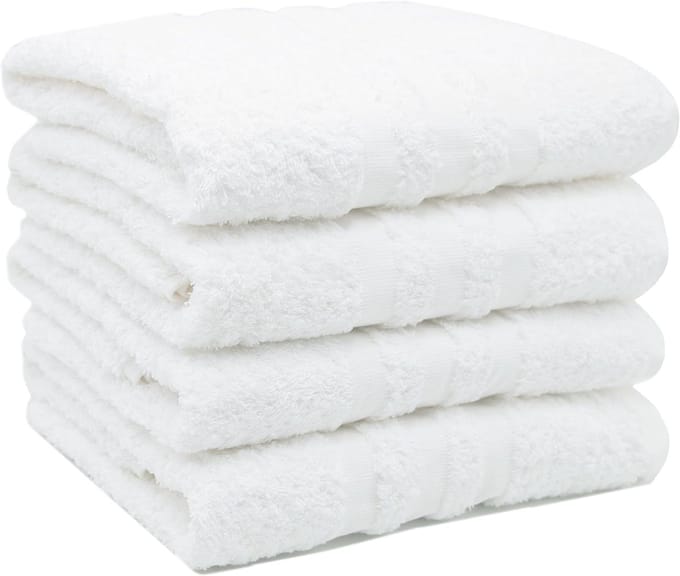 Famanu - Set van 4 handdoeken 50 × 100 cm, 100% katoen, 550 g/m² – Wit
