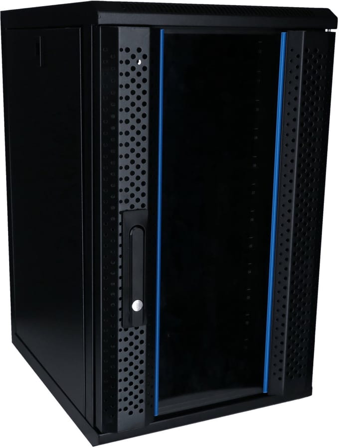 DSIT 10 inch 12U serverkast met glazen deur 370x450x618mm (BxDxH) - serverbehuizing - serverrack