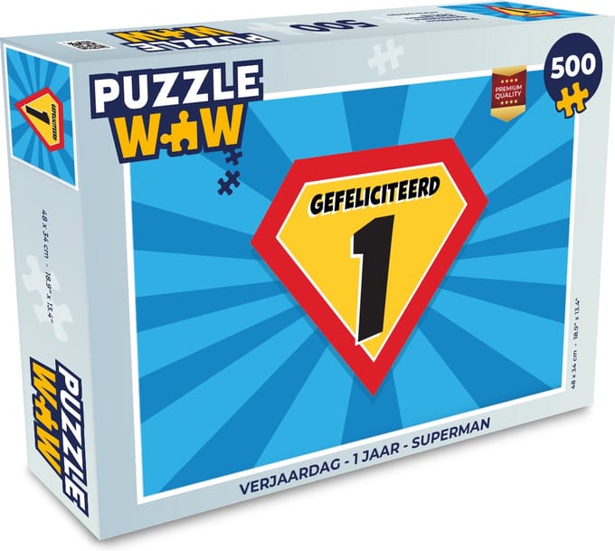 Puzzel Verjaardag - 1 Jaar - Superman - Legpuzzel - Puzzel 500 stukjes