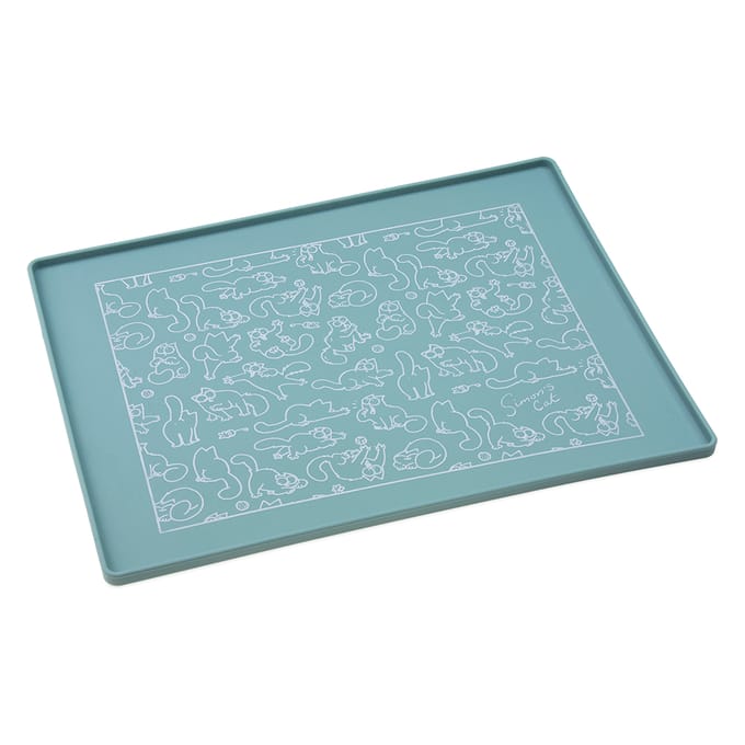 Simon's Cat Voerbakmat, turquoise - L 40 x B 30 cm