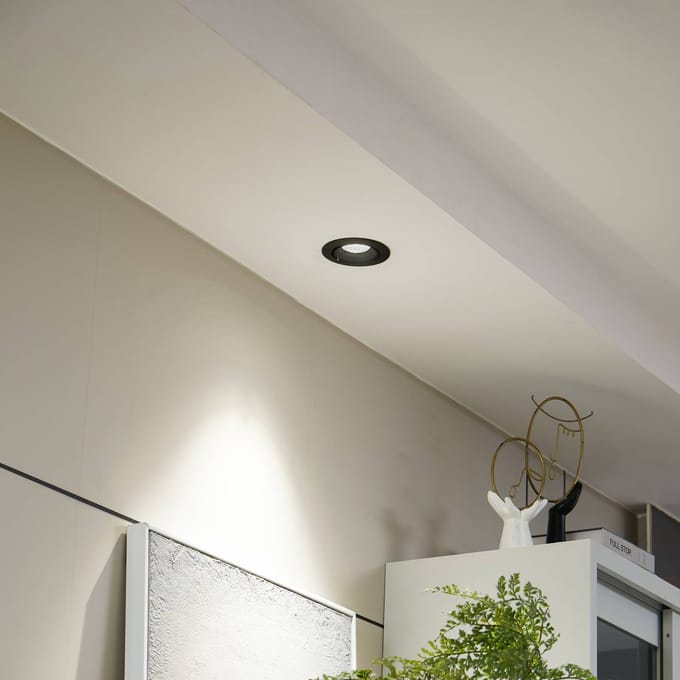 Arcchio Harcos LED downlight, zwart, Ø 11 cm, 4.000K