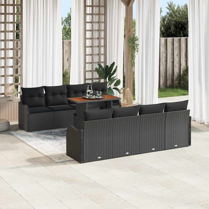 vidaXL - Tuinbank - Set - 7 - st - Zwart