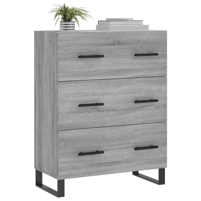 vidaXL - Dressoir - 69,5x34x90 - cm - bewerkt - hout - grijs - sonoma - eikenkleurig