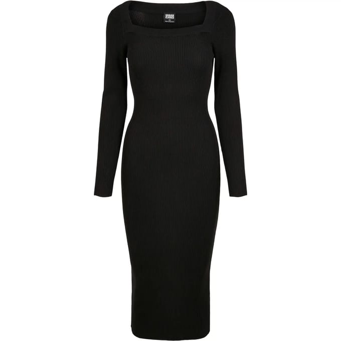 Urban Classics Long Knit Dames Maxi-jurk - zwart - S