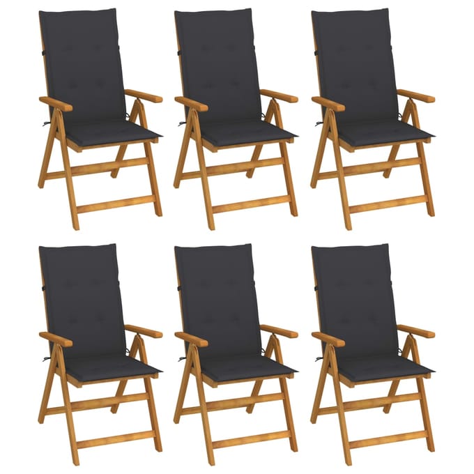 vidaXL - Inklapbare - stoelen - 6 - st - met - kussens - massief - acaciahout