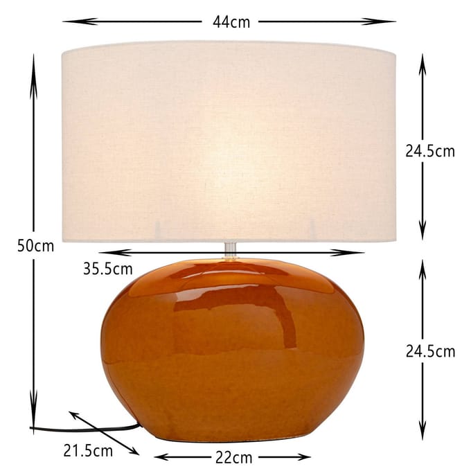 KARE tafellamp Beo, oranje, katoen, hoogte 50 cm, E27