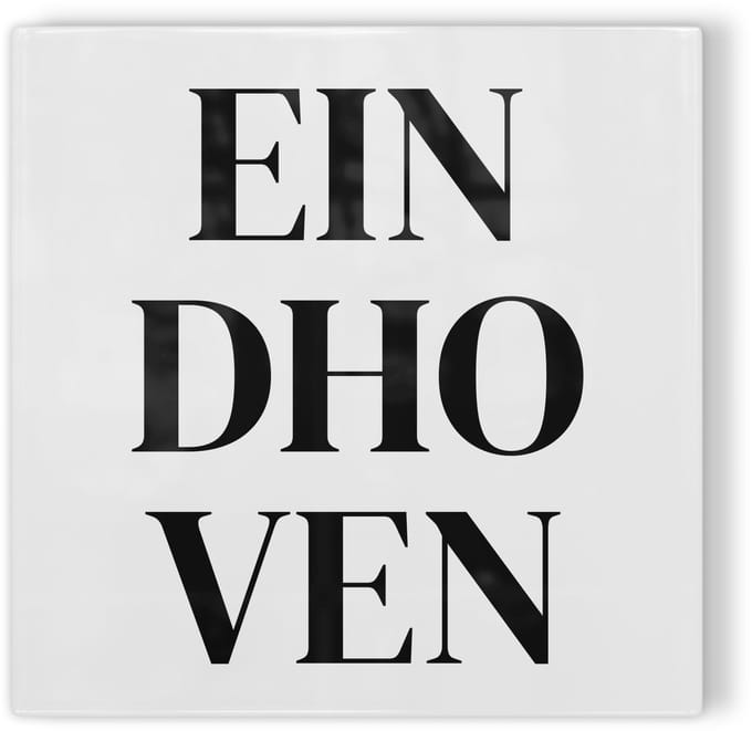 Tegeltje Eindhoven - wit zwart - tegeltje stad - tegeltje met tekst