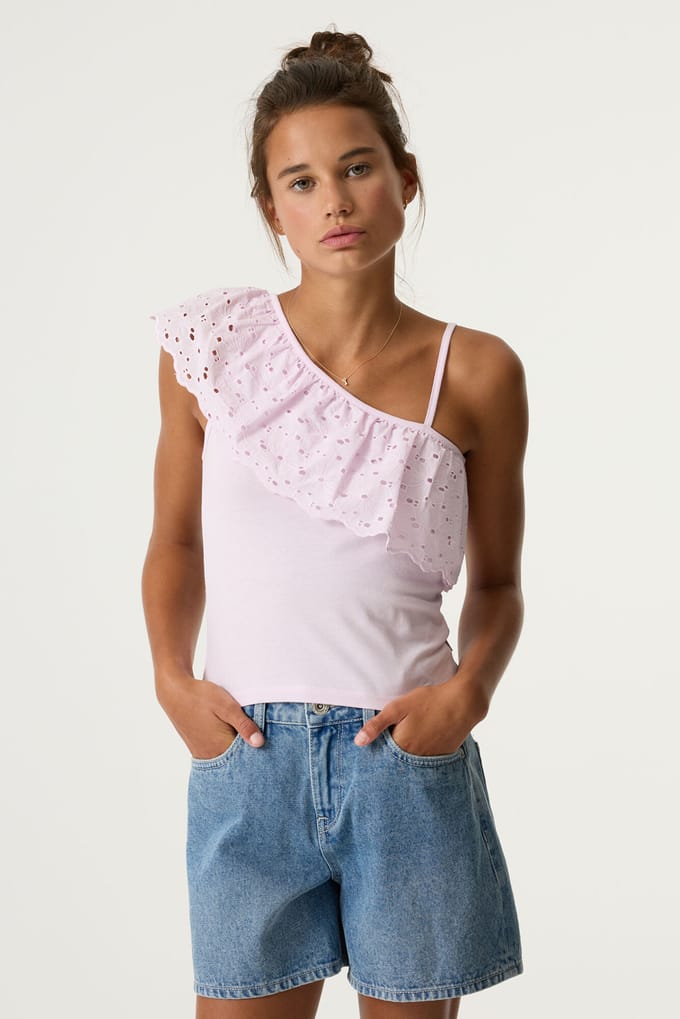 Singlet met ruches en borduurmeisje Garcia