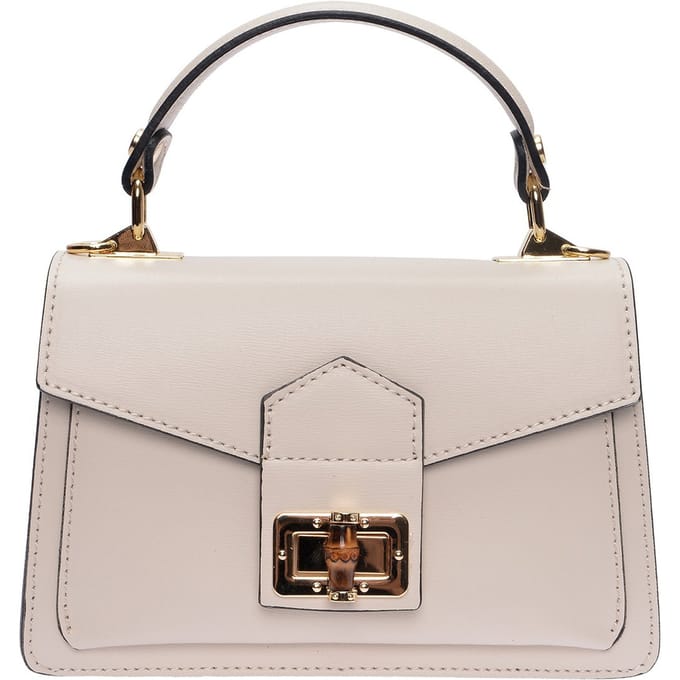 Roberta M Beige Rundleer Tas